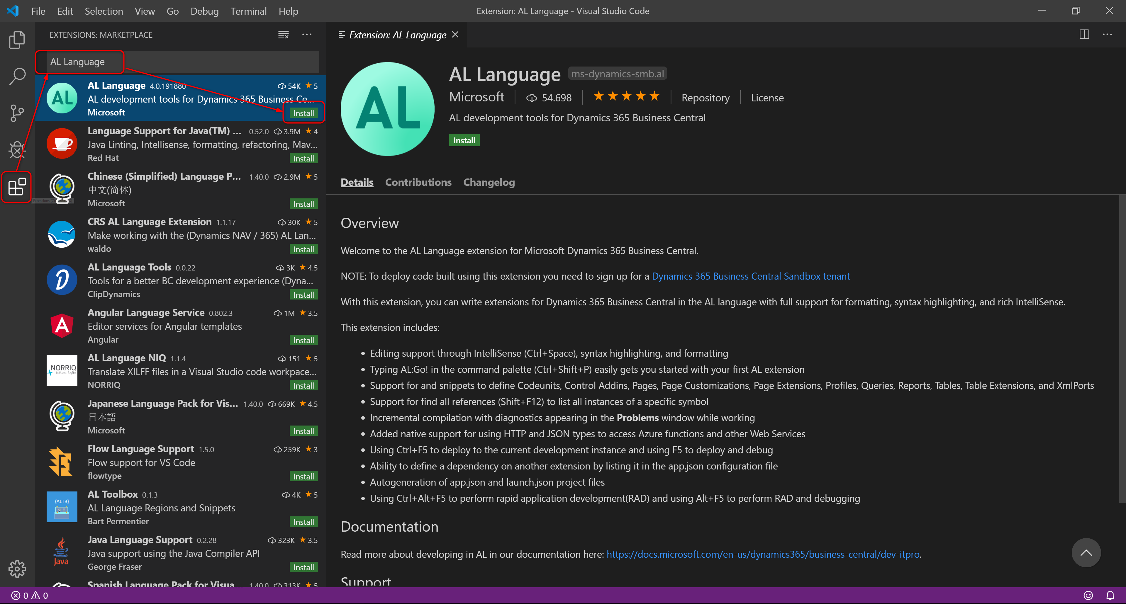 Visual Studio - AL Language plugin