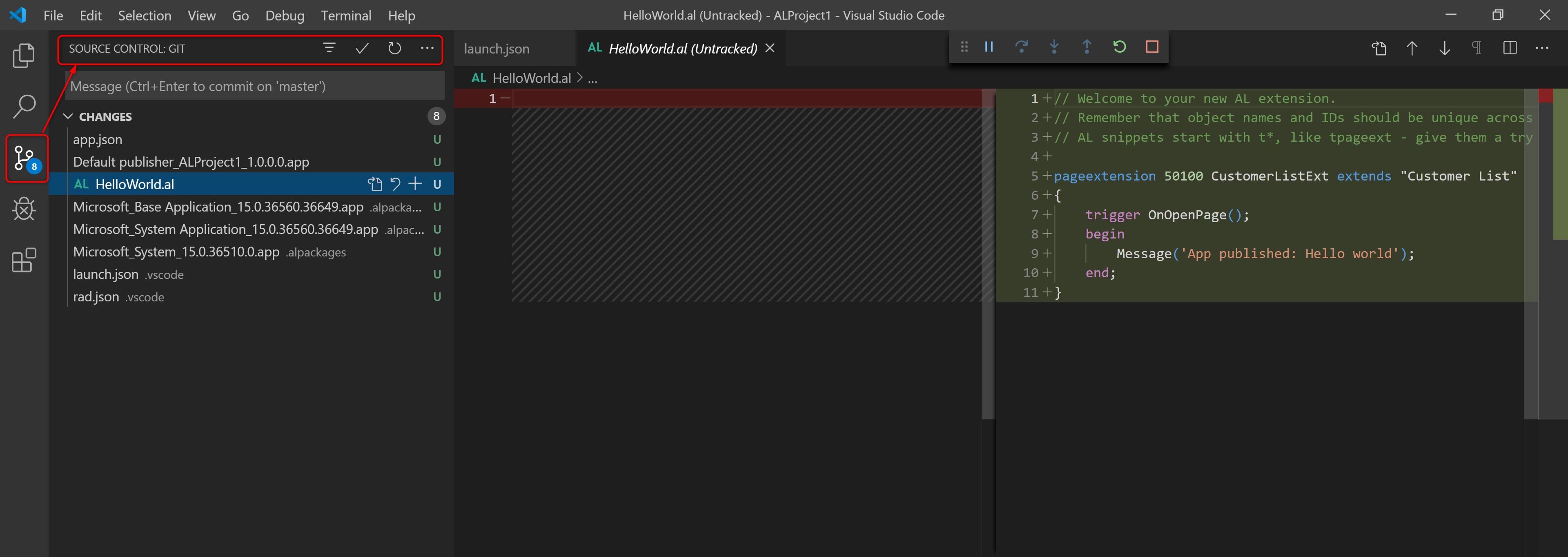 Visual Studio Code - Git repo - Source tracking