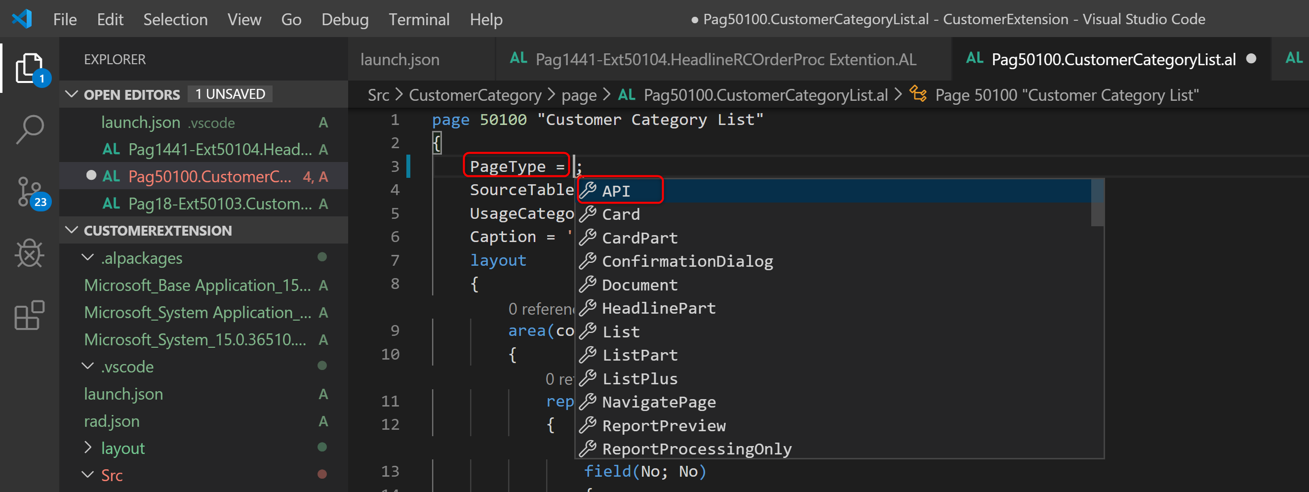Dynamics 365 Business Central (Navision) - Page Type: API